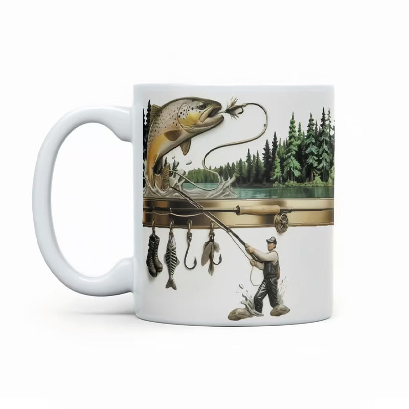 Ceramic Fishing Themed Coffee Mug
