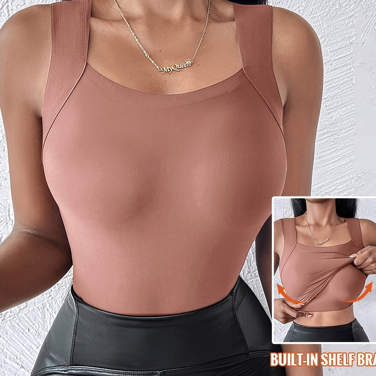 🔥💐Women's U Neck Thermal Tank Tops with Built-In Bra
