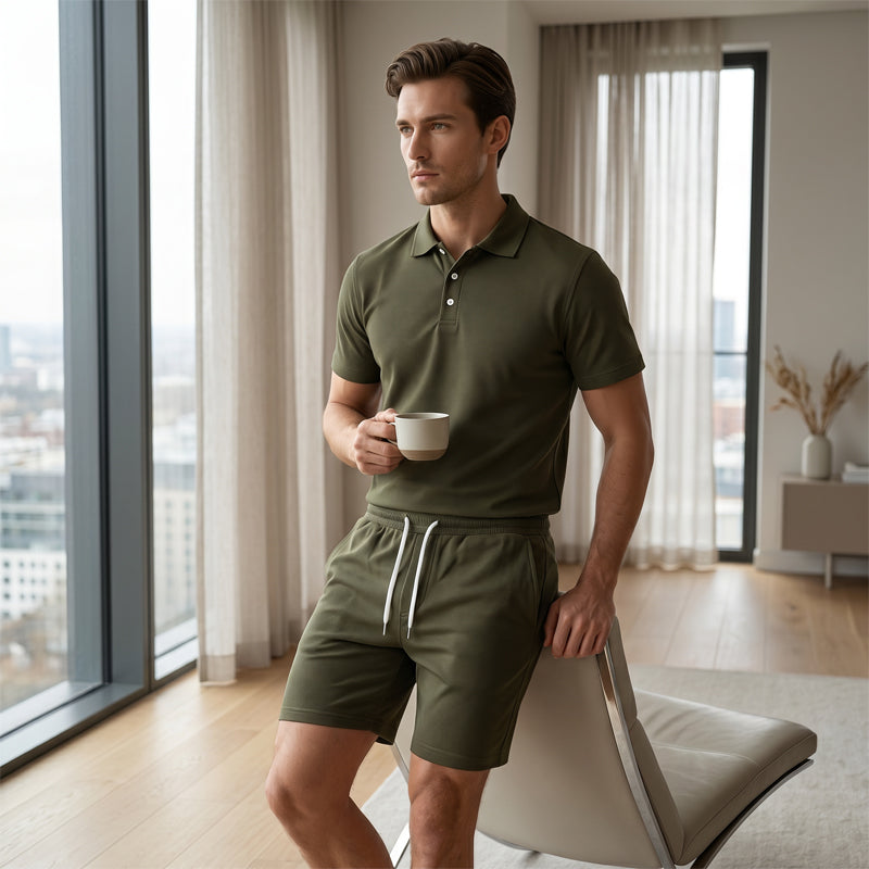 Men's Summer 2-Piece Polo & Shorts Set