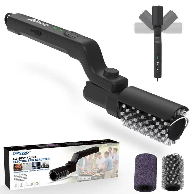 🍖 Cordless Electric BBQ Brush Cleaner – Deep Cleaning, Long Handle & Rechargeable 🔋