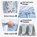 🌸Summer Hot🔥High Waisted Lace Splicing Jeans