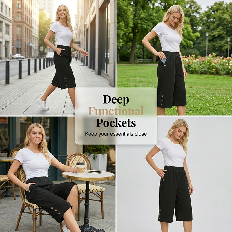 👖New Arrival❣️Women's Casual Comfortable Elastic Waist Capri Pants