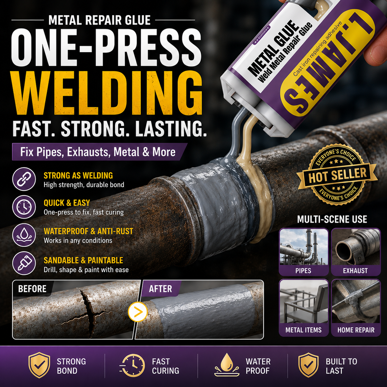 🔥 Metal Repair Glue – Weld Metal Repair Glue ✨