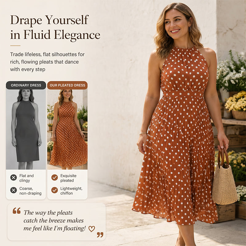 Women's Polka Dot Halter Neck Dress👗