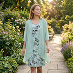 🔥Women's Elegant Chiffon Dress & Cardigan 2-Piece Set