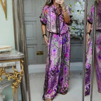 Women's Printed Top & Wide Leg Pants 2-Piece Set