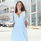💃Women's Elegant V-Neck Hollow-Out Solid Dress
