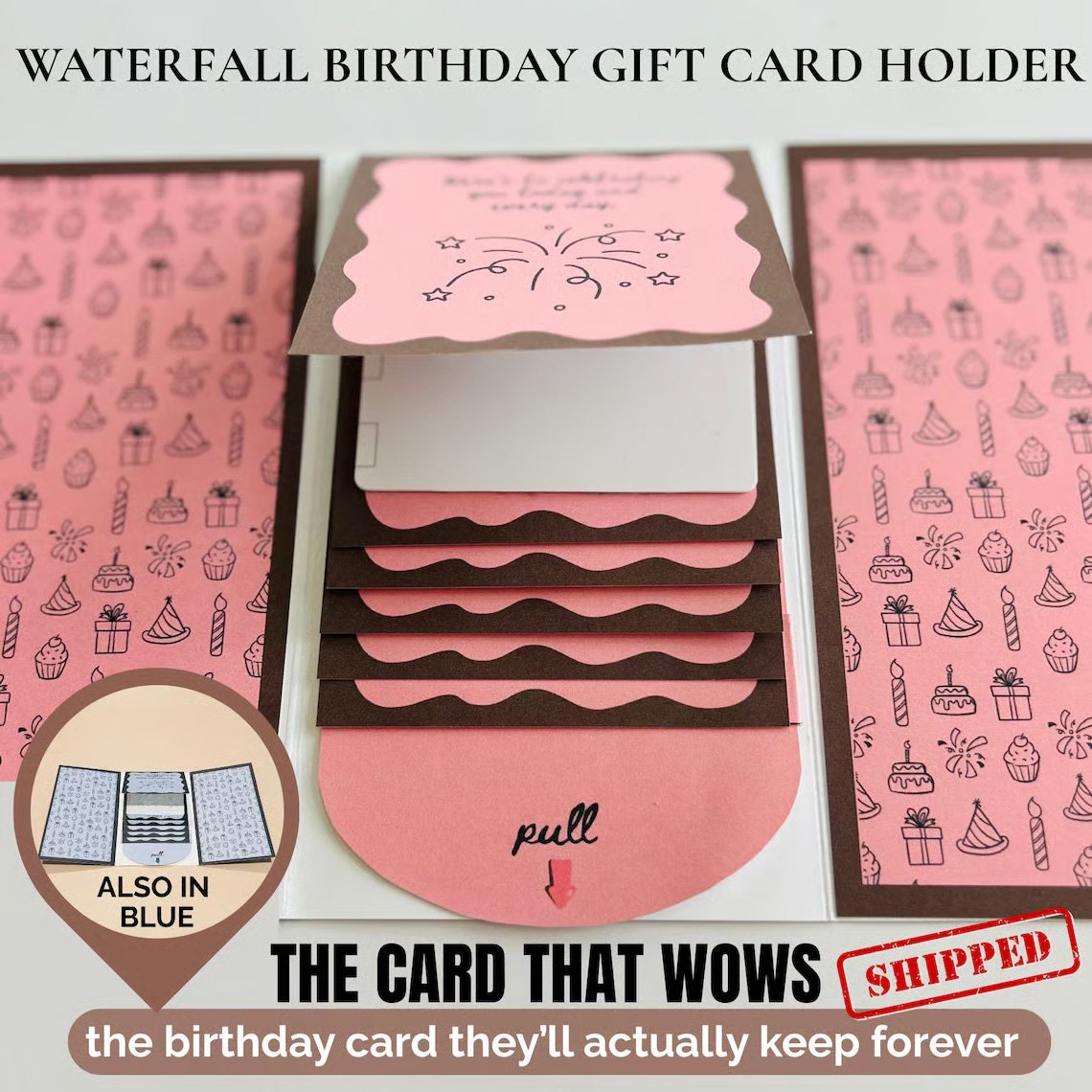 🎂✨ Handmade Waterfall Birthday Gift Card Booklet🎁💖