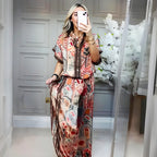 Women's Printed Top & Wide Leg Pants 2-Piece Set