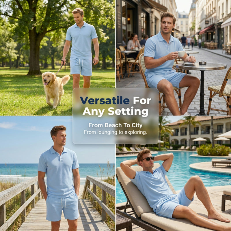 Men's Summer 2-Piece Polo & Shorts Set