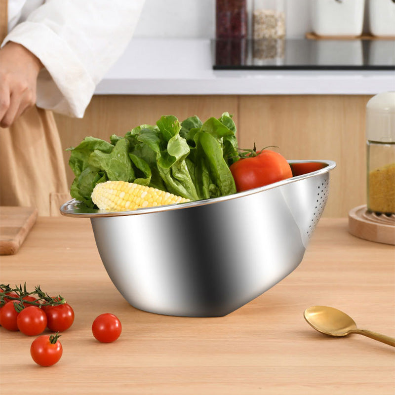 Multi-functional Cutting and Draining SUS 304 Bowl