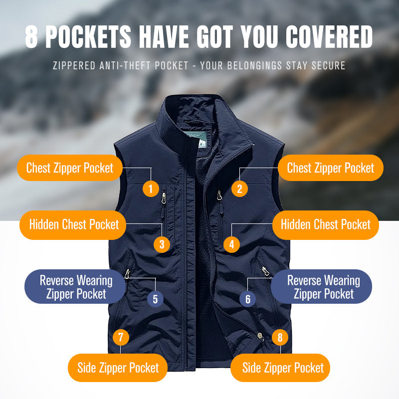 🔥🧥Men's Oversized Sleeveless Vest Jacket With Pockets