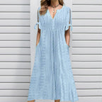💃Women's Elegant V-Neck Hollow-Out Solid Dress