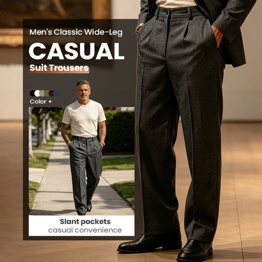 🥳Men's Casual Wide-Leg Pants – Breezy pleated front, easy pull-on style👖