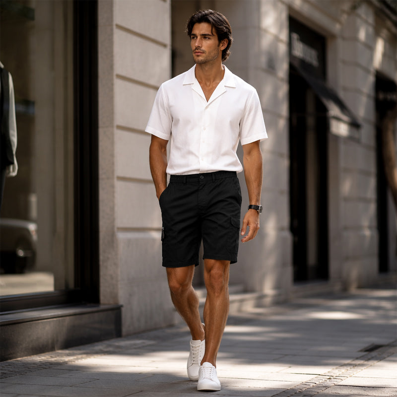 Men's Cargo Shorts – Elastic Waist, Multi-Pocket, Durable 🍁