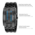 ⌚ Men's Binary LED Watch – Stainless Steel, Blue Light, Sporty, Water-Resistant, Modern ⚡