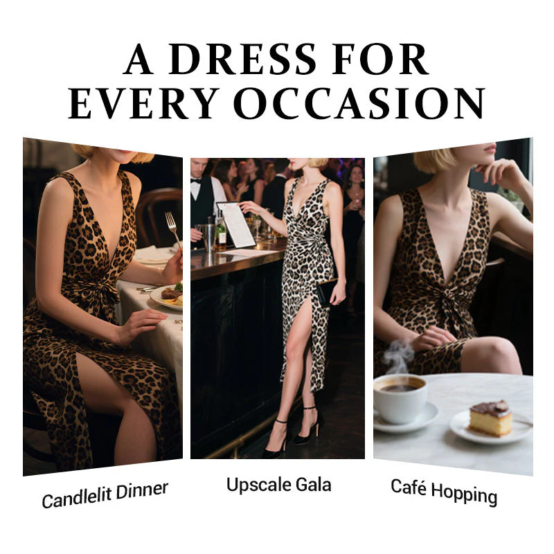 🐆Summer Limited Edition | Sexy Deep V-neck Leopard Print Dress, Full Of Wild Charm💃