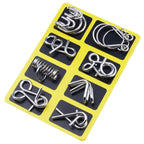 Metal Puzzle Ring Set (8-Piece) Blue Edition Brain Teaser Game