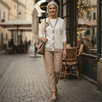 Women’s Casual V-Neck Top & High Waist Pants 2-Piece Set
