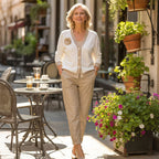 Women’s Casual V-Neck Top & High Waist Pants 2-Piece Set