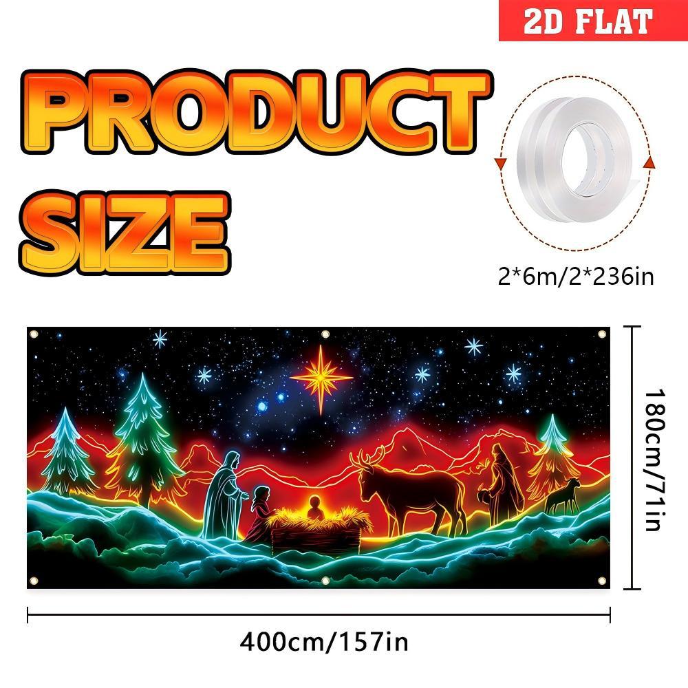 🎇🚪UV Activated Christmas Garage Door Cover Banner, Glows in Dark🔥🎉