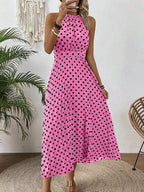 Women's Polka Dot Halter Neck Dress👗