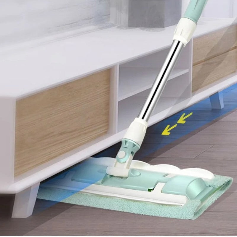 Flat Mop with Stainless Steel Handle, come with Reusable Washable Mop Cloths