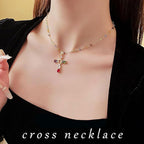 💜Colorful Rhinestone Cross Pendant Necklaces