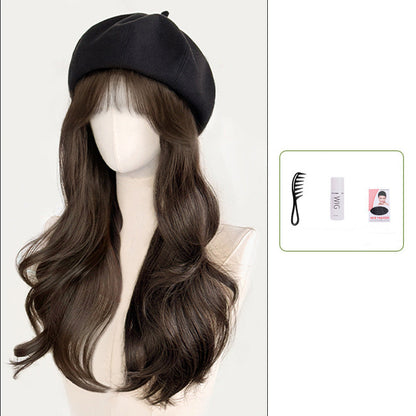 Versatile Beret Wig Set with Long Curly Hair（Great Sale⛄BUY 2 Get 10% OFF + Freeshipping）