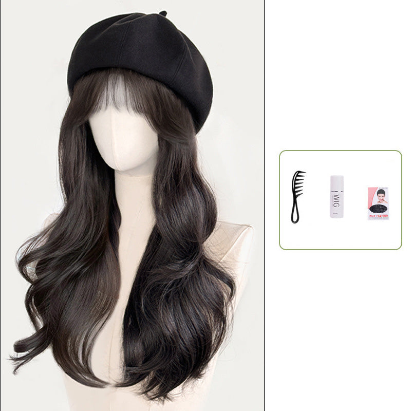Versatile Beret Wig Set with Long Curly Hair（Great Sale⛄BUY 2 Get 10% OFF + Freeshipping）