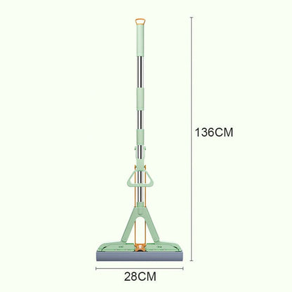 Absorbent Folding Squeeze Sponge Mop with Brush