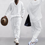 Men's 2-Piece V-Neck Baggy Sweatshirt & Joggers Set