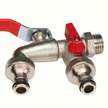 🔥Universal Stainless Steel Double Outlet Garden Water Faucet