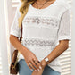 Women's Round Neck Hollow Knit Crochet Short Sleeve Sweater