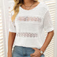 Women's Round Neck Hollow Knit Crochet Short Sleeve Sweater