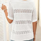 Women's Round Neck Hollow Knit Crochet Short Sleeve Sweater