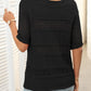 Women's Round Neck Hollow Knit Crochet Short Sleeve Sweater