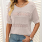 Women's Round Neck Hollow Knit Crochet Short Sleeve Sweater