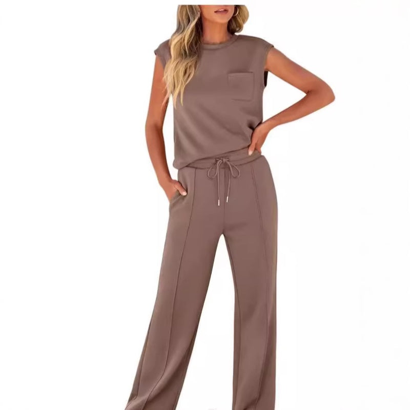 💖Women's Casual Sleeveless Top and Drawstring Pants 2-Piece Set