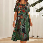 💃Elegant Mulberry Silk Tropical Breeze Dress