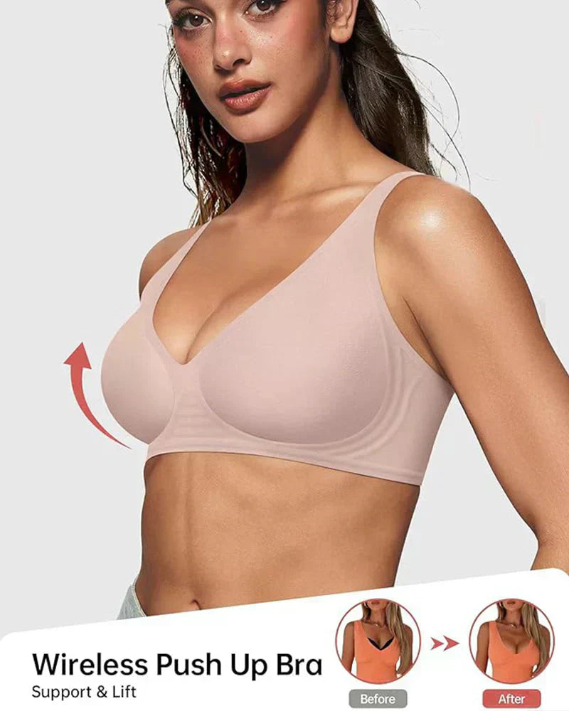 💜Jelly Wireless Womens Comfortable Wireless Bras Push Up Bralettes Seamless Tshirts Bras Deep V Everyday Bras