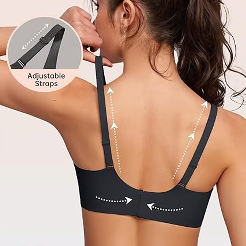 💜Jelly Wireless Womens Comfortable Wireless Bras Push Up Bralettes Seamless Tshirts Bras Deep V Everyday Bras