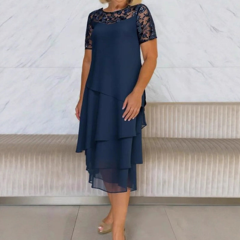 🔥Hot Sale🔥Women's Layered Mesh A-Line Midi Dress
