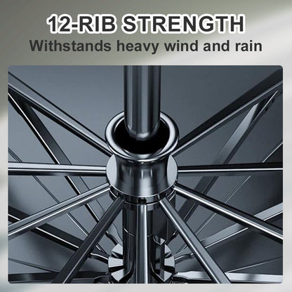 12-Rib Large Foldable Windproof Umbrella