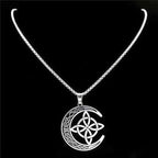 🌙 BUY 1 GET 1 FREE! 🔥 Celtic Moon Pendant Necklace - Stainless Steel & Adjustable Chain, Perfect Unisex Gift for Any Occasion ✨