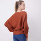 Women's Boat Neck Dolman Sleeve Ribbed Knitted Sweaters