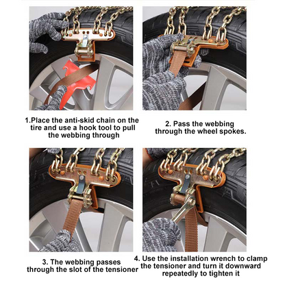 Universal Anti-Skid Snow Chains for Car Tires