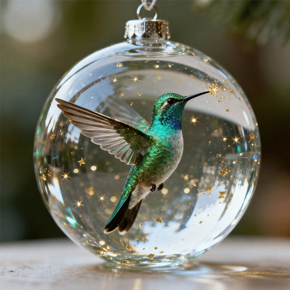 🐦✨Nature's Bird Glass-Look Sphere Ornament