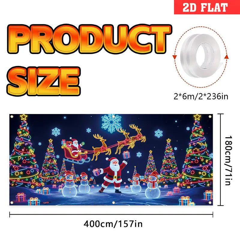 🎇🚪UV Activated Christmas Garage Door Cover Banner, Glows in Dark🔥🎉