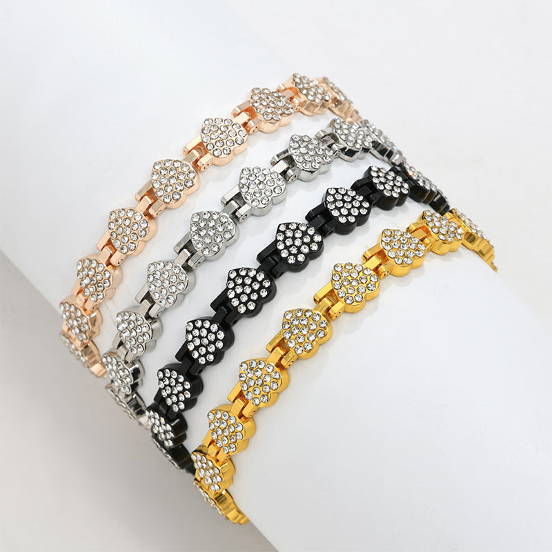 Women's Dazzling Heart-Shaped Magnetic Copper Bracelets